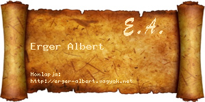 Erger Albert névjegykártya